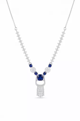  blue necklace set with matching earrings for women
