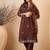 Coffee color smart and fancy silk blend embroidered readymade salwar kameez
