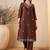Coffee color smart and fancy silk blend embroidered readymade salwar kameez