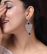 American diamond blue ad earrings for women | party wear jewellery