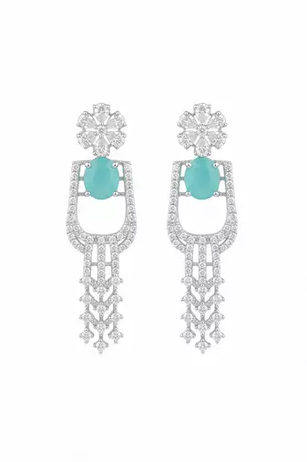 mint necklace set with matching earrings for women