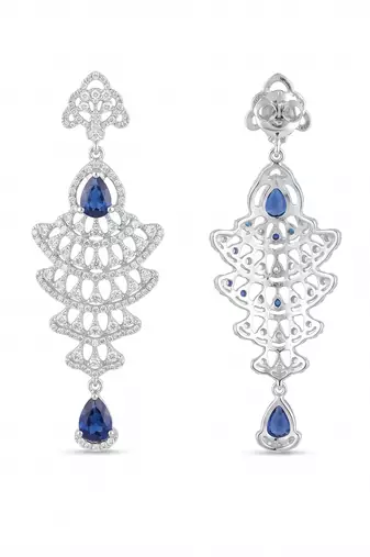 American diamond blue ad earrings for women | party wear jewellery