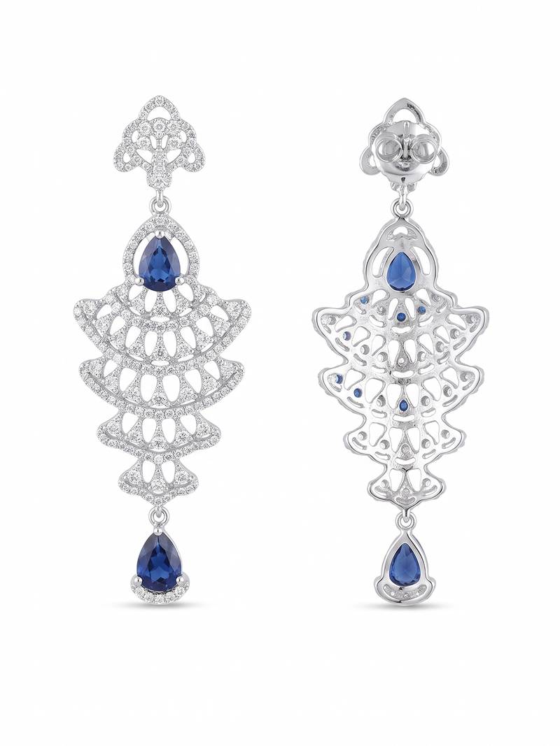 American diamond blue ad earrings for women | party wear jewellery