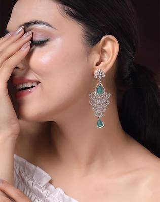 American diamond mint ad earrings for women | party wear jewellery 1