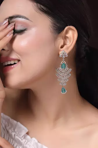 American diamond mint ad earrings for women | party wear jewellery