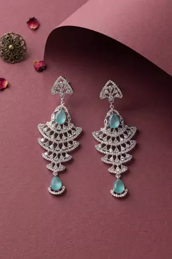 American diamond mint ad earrings for women | party wear jewellery