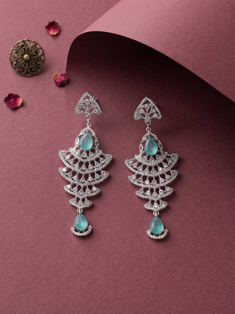 American diamond mint ad earrings for women | party wear jewellery