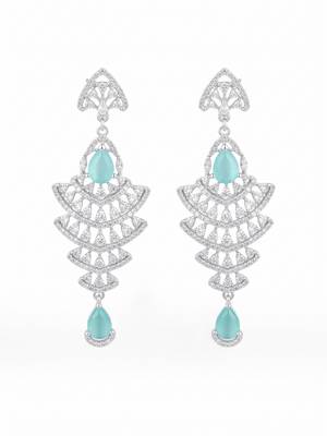American diamond mint ad earrings for women | party wear jewellery 3