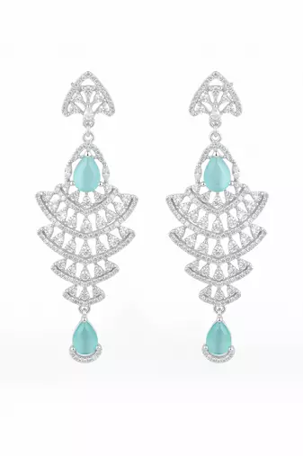 American diamond mint ad earrings for women | party wear jewellery