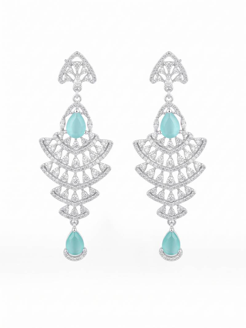 American diamond mint ad earrings for women | party wear jewellery