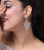 American diamond pink ad earrings for women | party wear jewellery