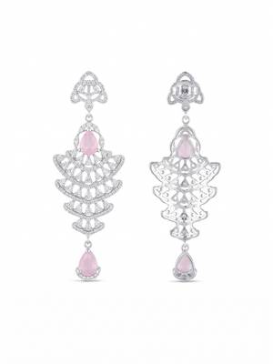 American diamond pink ad earrings for women | party wear jewellery 3