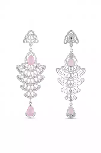 American diamond pink ad earrings for women | party wear jewellery