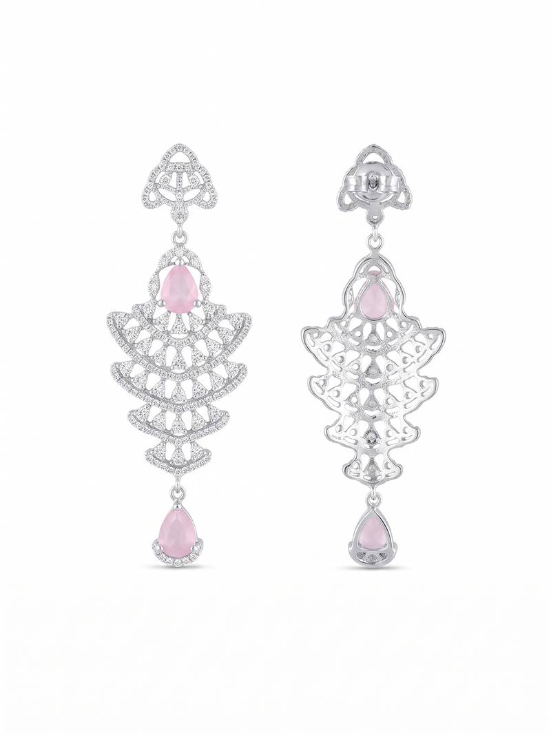 American diamond pink ad earrings for women | party wear jewellery