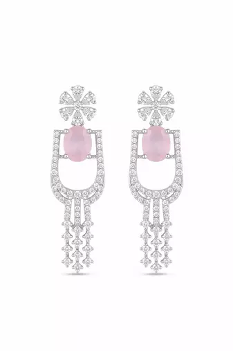 pink necklace set with matching earrings for women