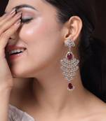 American diamond red ad earrings for women | party wear jewellery
