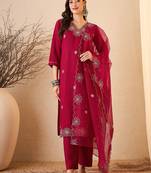Pink color smart and fancy silk blend embroidered readymade salwar kameez