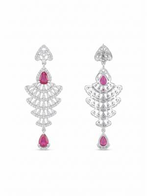 American diamond red ad earrings for women | party wear jewellery 4