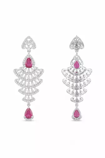 American diamond red ad earrings for women | party wear jewellery
