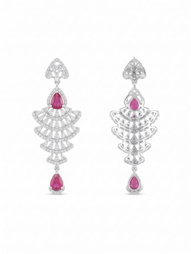 American diamond red ad earrings for women | party wear jewellery