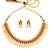 Gold plated temple necklace set with multicolor stones and matching earrings