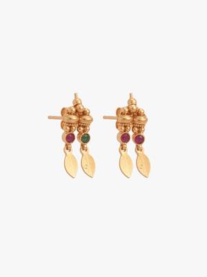 Gold plated temple necklace set with multicolor stones and matching earrings 4