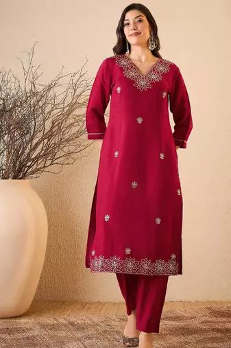 Pink color smart and fancy silk blend embroidered readymade salwar kameez