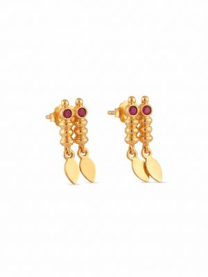 Gold plated temple necklace set with multicolor stones and matching earrings 4