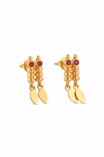 Gold plated temple necklace set with multicolor stones and matching earrings