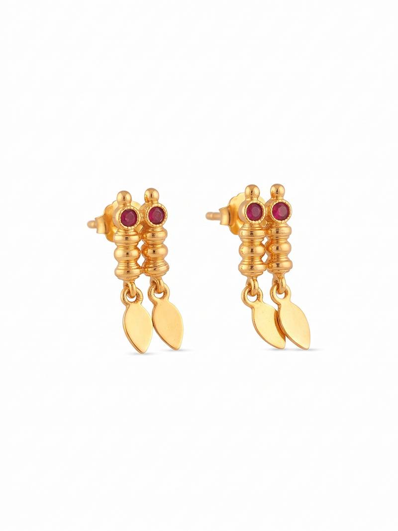 Gold plated temple necklace set with multicolor stones and matching earrings