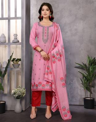Pink color smart and stylish cotton fabric elegant kurta set 1