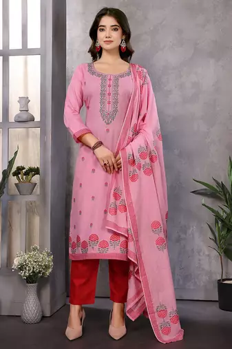 Pink color smart and stylish cotton fabric elegant kurta set
