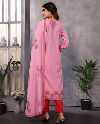 Pink color smart and stylish cotton fabric elegant kurta set 2