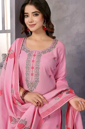 Pink color smart and stylish cotton fabric elegant kurta set
