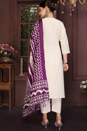Beige color smart and stylish cotton fabric elegant kurta set