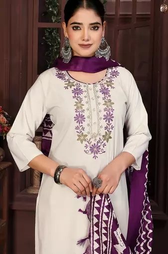 Beige color smart and stylish cotton fabric elegant kurta set