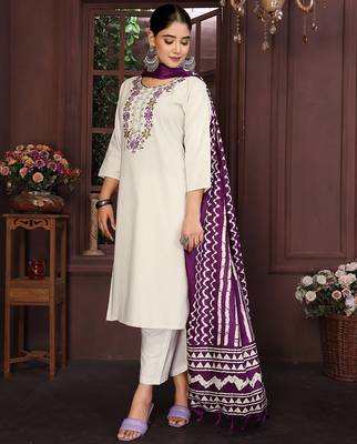 Beige color smart and stylish cotton fabric elegant kurta set 5