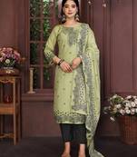 Olive green color smart and stylish cotton fabric elegant kurta set