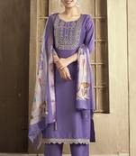 Purple color smart and stylish chanderi fabric elegant kurta set
