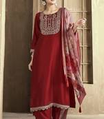 Maroon color smart and stylish chanderi fabric elegant kurta set