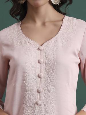 Pink color smart and stylish silk blend fabric elegant kurta set 3