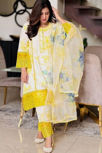 Yellow color smart and stylish viscose fabric elegant kurta set