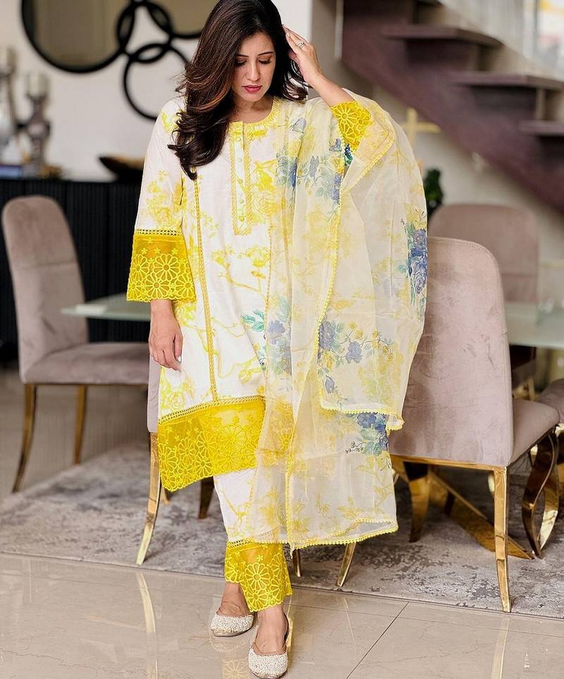 Yellow color smart and stylish viscose fabric elegant kurta set