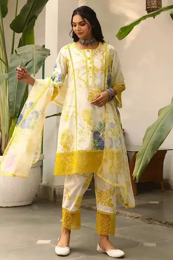 Yellow color smart and stylish viscose fabric elegant kurta set