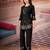 Black color smart thread embroidery rayon fabric co-ord set