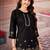 Black color smart thread embroidery rayon fabric co-ord set