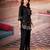 Black color smart thread embroidery rayon fabric co-ord set