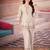 Off white color smart thread embroidery rayon fabric co-ord set