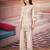 Off white color smart thread embroidery rayon fabric co-ord set