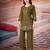 Mehendi color smart thread embroidery rayon fabric co-ord set